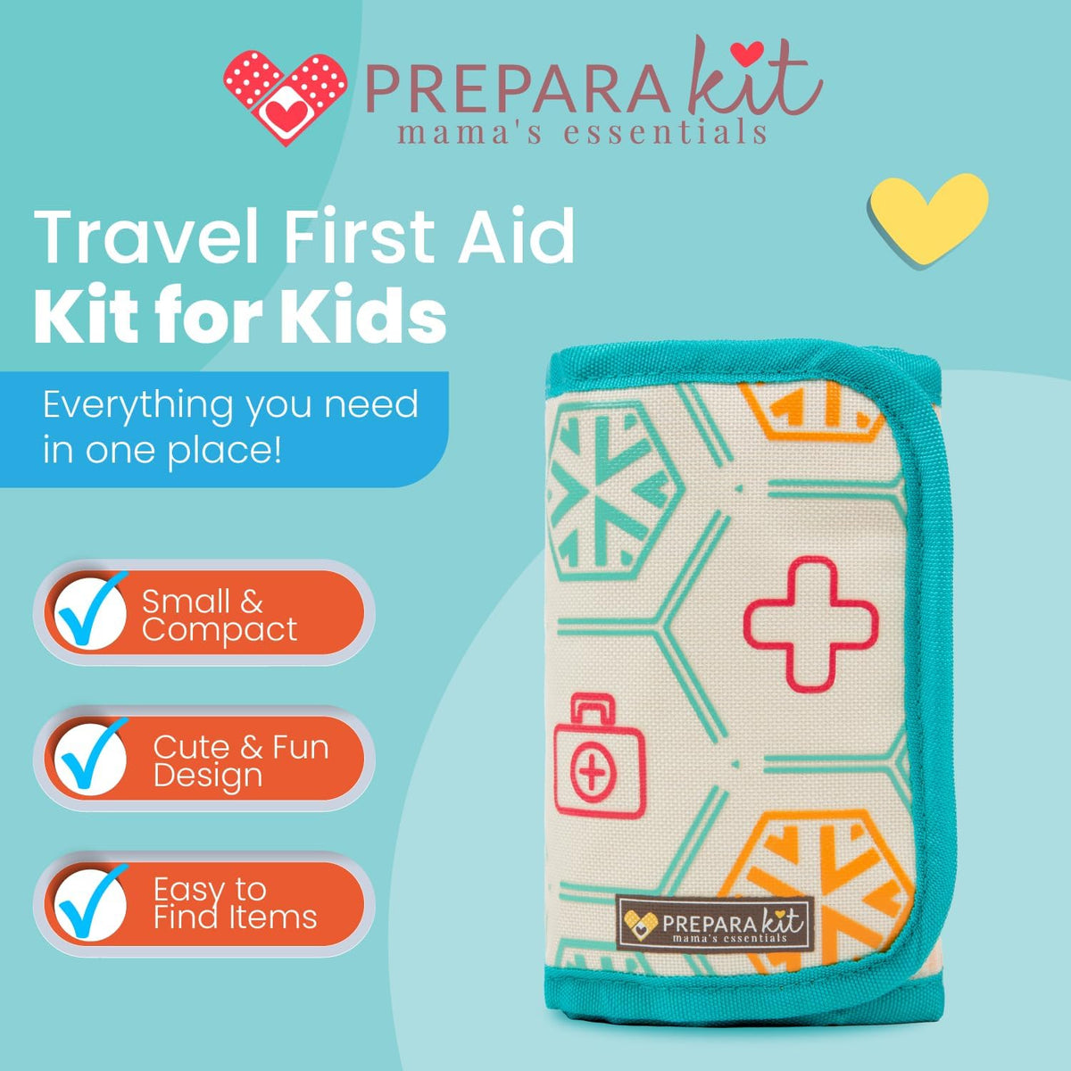 Travel First Aid Kit for Kids - Mini Car, Purse, Backpack, or Diaper Bag 75 Piece Medicine Includes All Essential Medical Supplies Tsa-Approved (Teal)